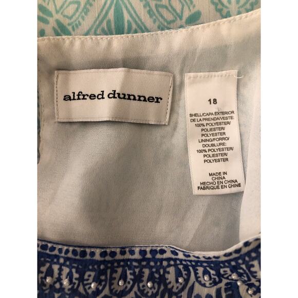 Alfred Dunner Top 18 Green Blue Ombré tie dye 3/4 sleeve flowy boho hippie - Picture 5 of 6